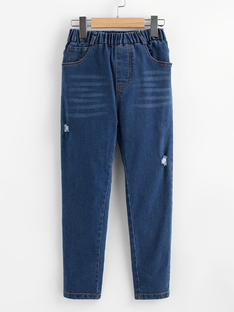 Skinny Jeans För Flickor Casual Byxor Med Elastisk Midja Barnkläder