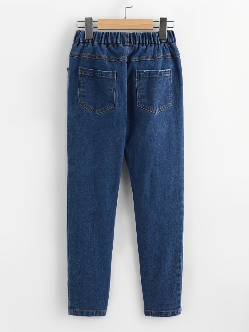 Skinny Jeans För Flickor Casual Byxor Med Elastisk Midja Barnkläder