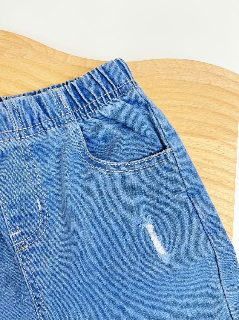 Småbarn Flickor Casual Jeans 2 Lager Volanger Jeansbyxor Utsvängda Barnkläder