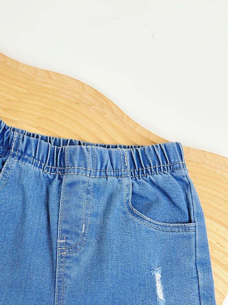 Småbarn Flickor Casual Jeans 2 Lager Volanger Jeansbyxor Utsvängda Barnkläder