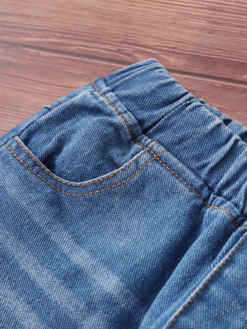 Småbarn Flickor Casual Jeans Med Elastisk Midja