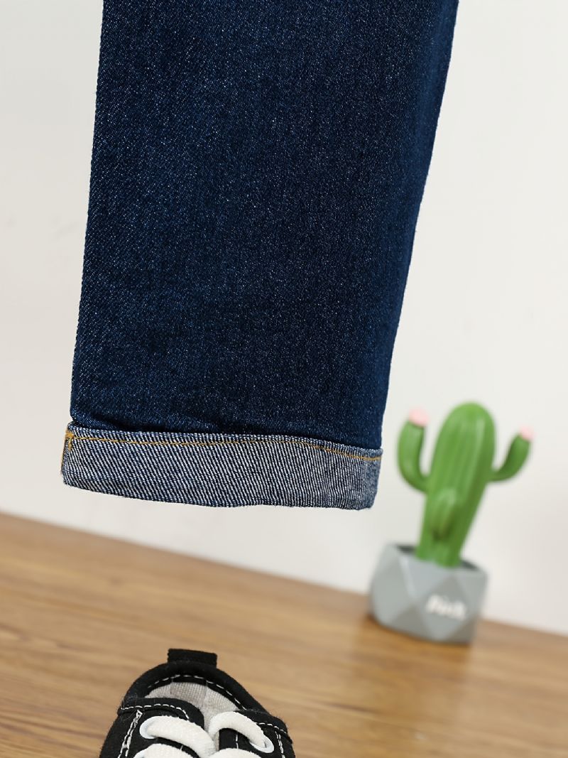 Småbarn Flickor Denim Casual Jeans Brev Broderi Vår Höst