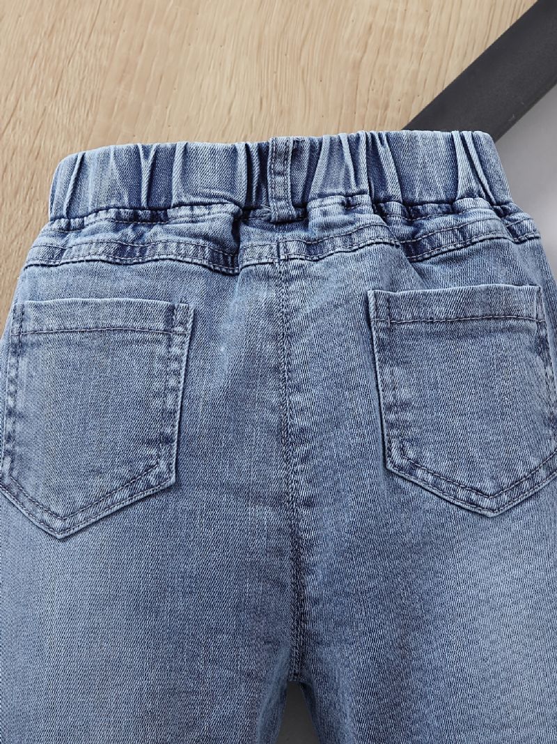 Tjejer Daisy Pattern Jeans Raka Ben Jeansbyxor Med Resår I Midjan Barnkläder