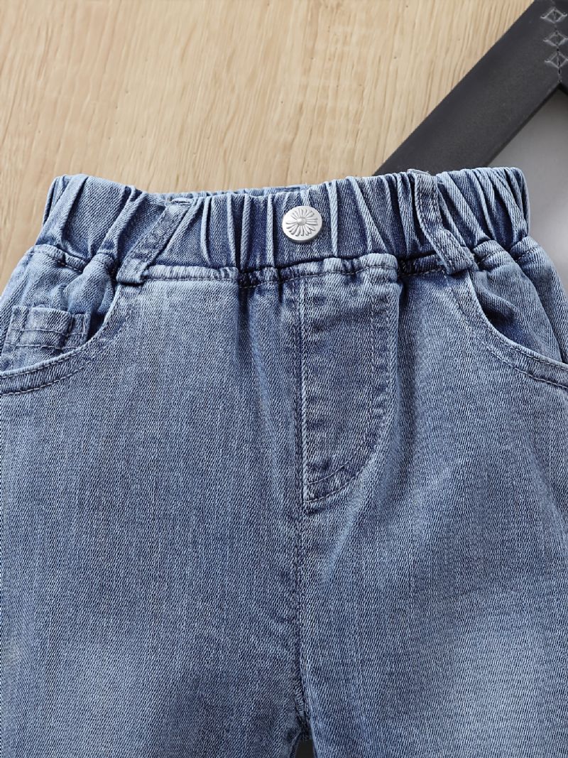 Tjejer Daisy Pattern Jeans Raka Ben Jeansbyxor Med Resår I Midjan Barnkläder