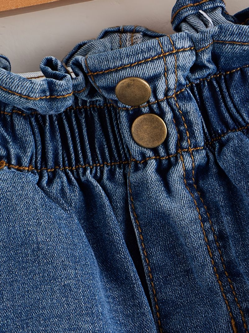 Tjejer Slim Jeans Jeansbyxor Med Resår I Midjan Barnkläder