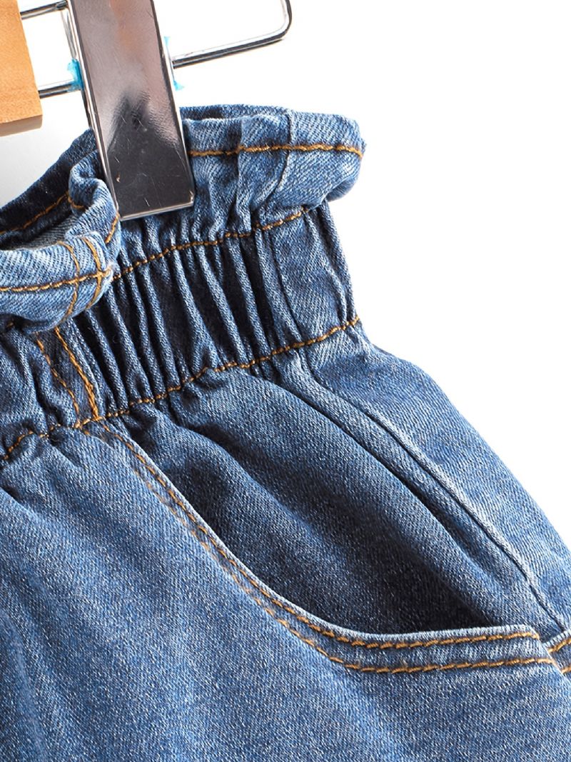 Tjejer Slim Jeans Jeansbyxor Med Resår I Midjan Barnkläder