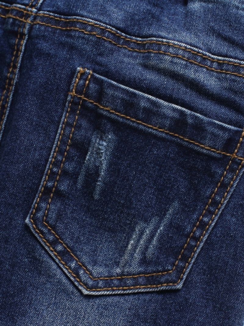 Tjejer Stretch Casual Jeans Elastiskt Midjeband Utsvängda Barnkläder