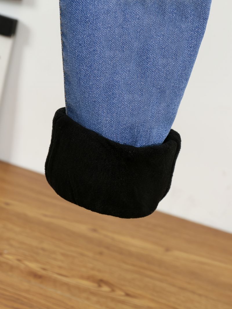 Tjock Fleece Jeans För Höst/vinter