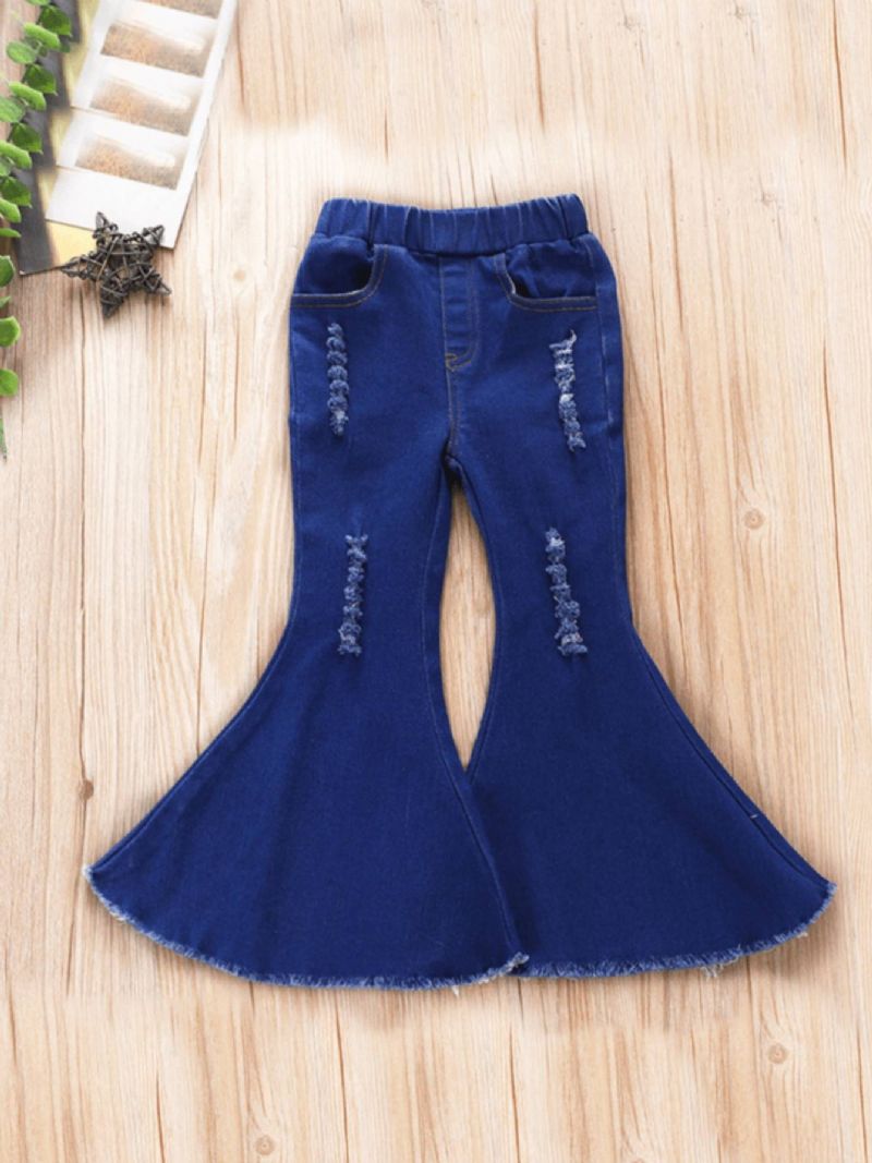 Toddler Flickor Flare Leg Pant Ripped Jeans