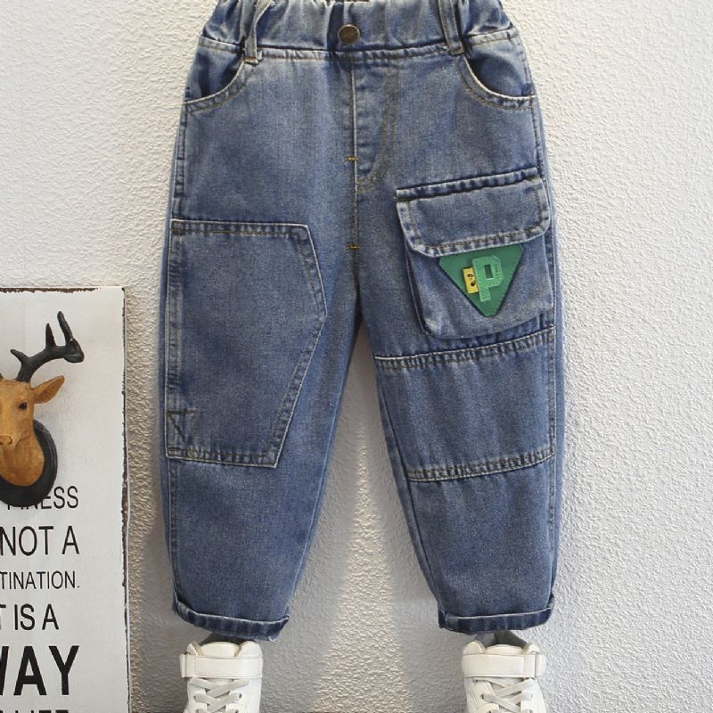 Toddler Pojkar Triangel Green Logo Cargo Jeans