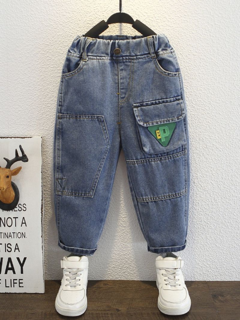 Toddler Pojkar Triangel Green Logo Cargo Jeans