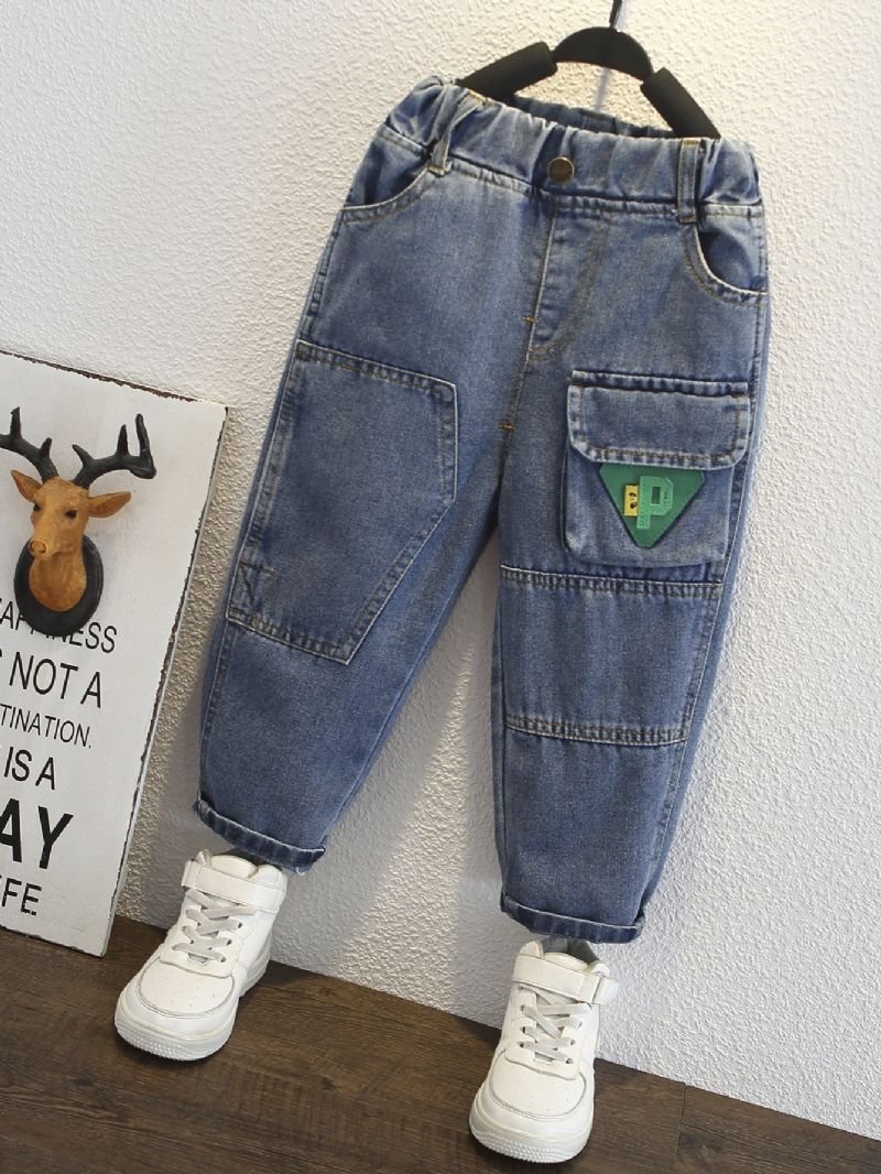 Toddler Pojkar Triangel Green Logo Cargo Jeans