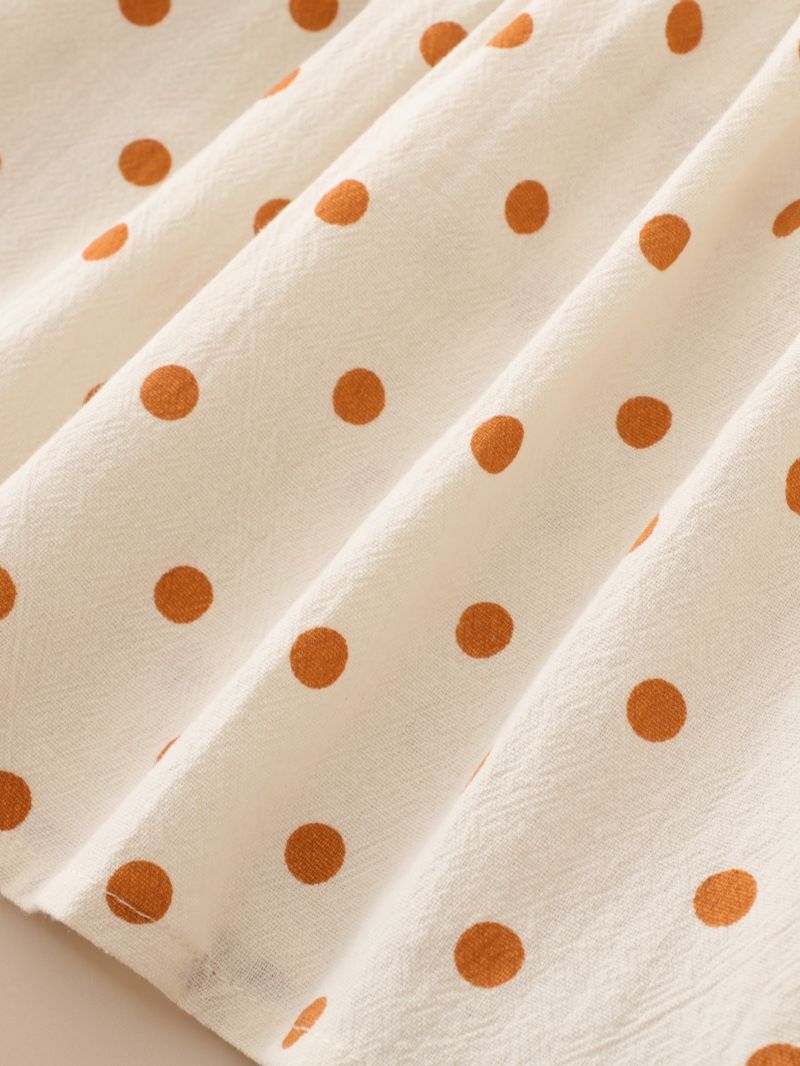 Flickor Polka Dots Volang Fåll Lykta Långärmad Krage Blus