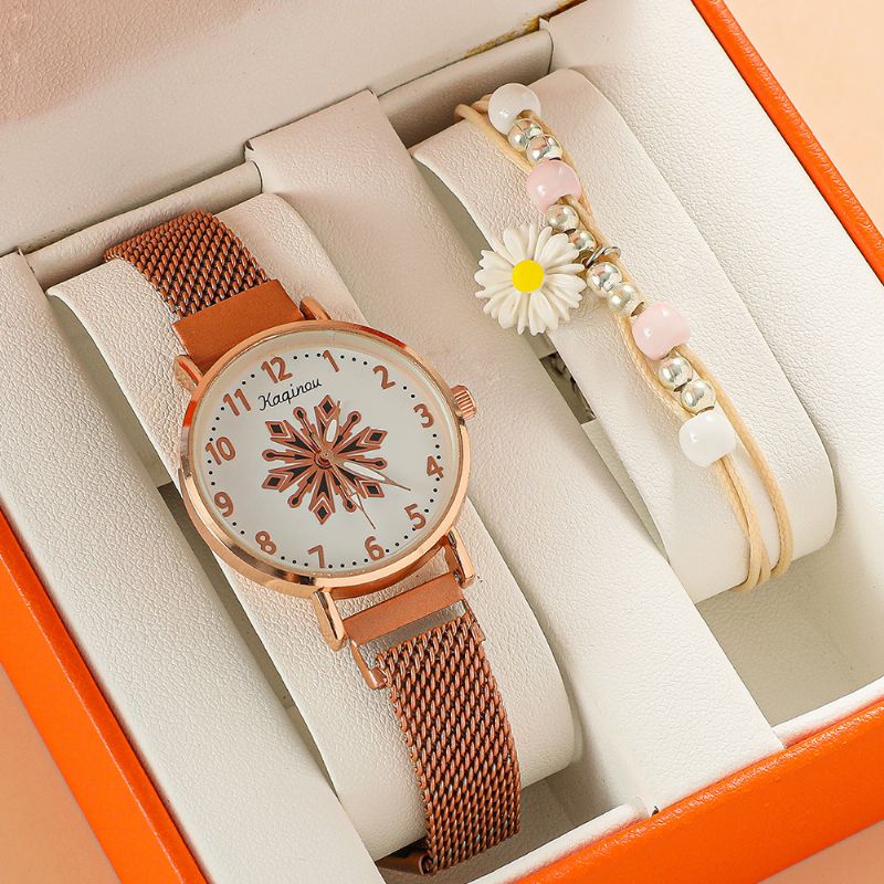 Barns Quartz Watch Simple Mode & Armband Daisy Pendant