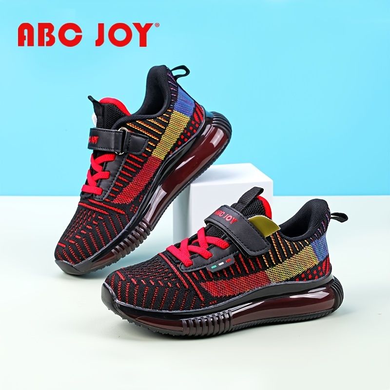 Abc Joy Pojkar Casual Stickade Sneakers Med Färgglada Ränder Mjuk Sula Andas Snabbtorkande Halkfria Skor