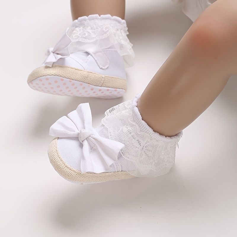 Bebis Flickor Bow Flats Casual Mjuk Sula Spädbarn Princess Toddler Skor Spjälsäng