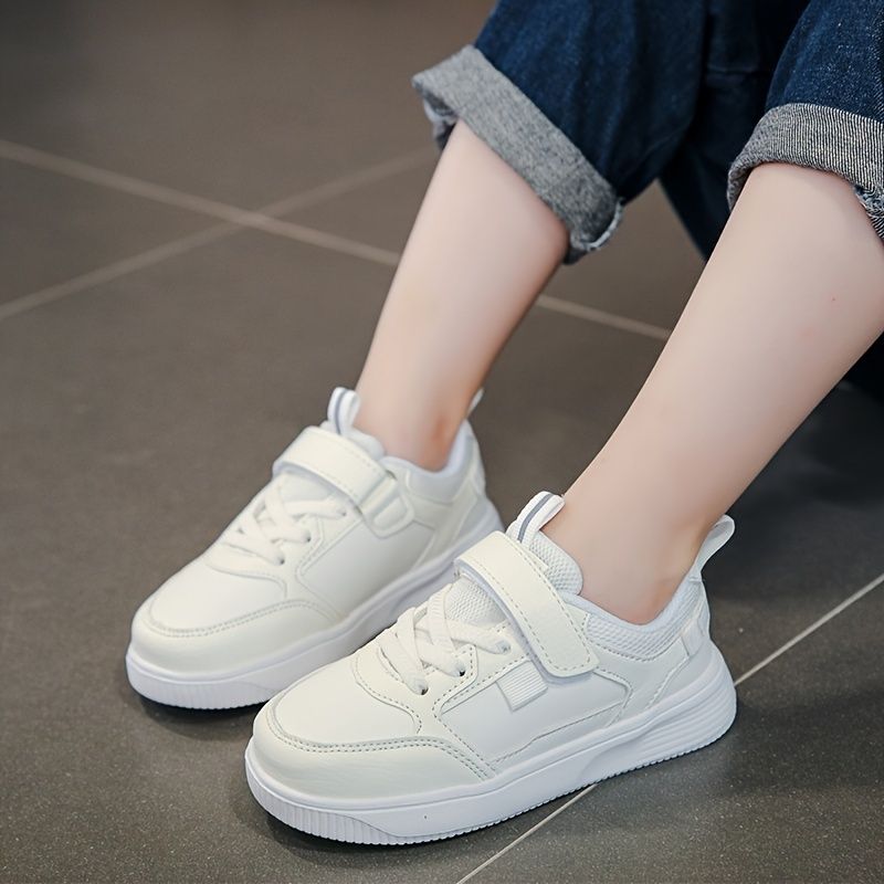 Pojkar Casual Solid White Sneakers Snörning Vattentät Low Top Skate Skor För Utomhus