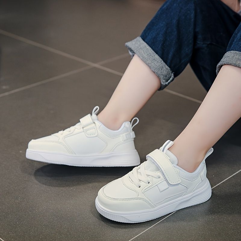 Pojkar Casual Solid White Sneakers Snörning Vattentät Low Top Skate Skor För Utomhus