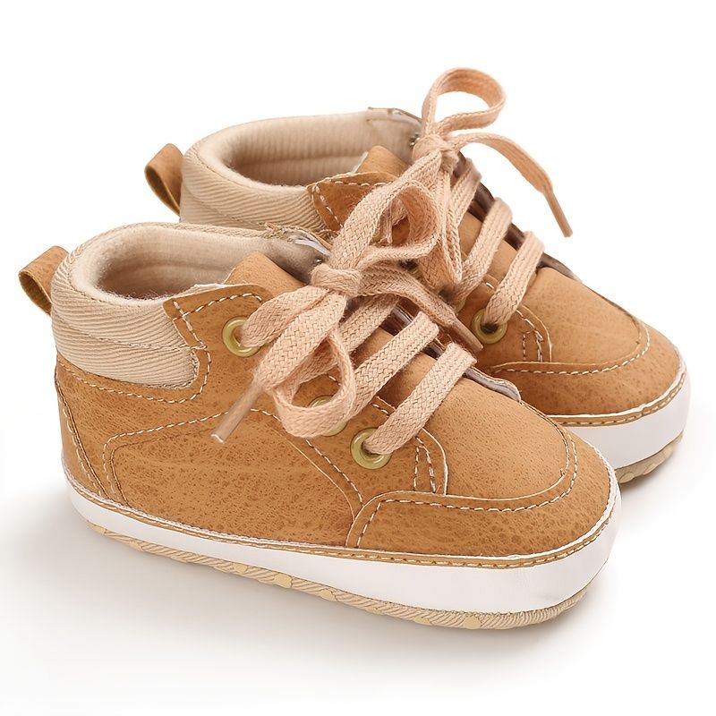 Infant Bebis Pojkar Sneakers Mjuk Sula Halkfri Newborn High Top First Walker Skor