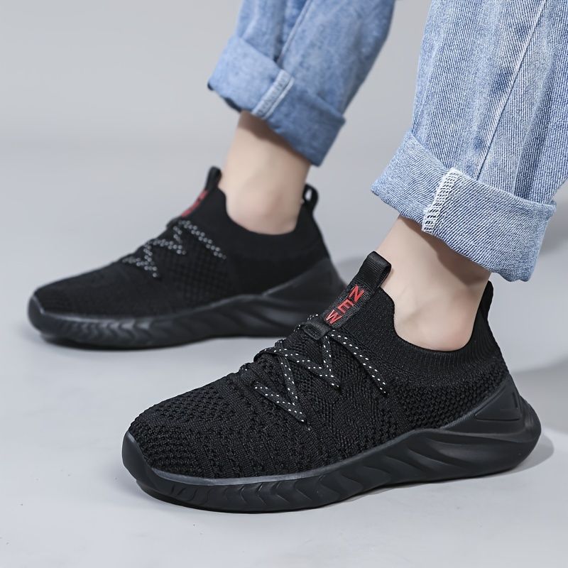 Pojkar Casual Solid Woven Knit Sneakers Andas Low Top Slip-on Löparskor För Utomhusbruk