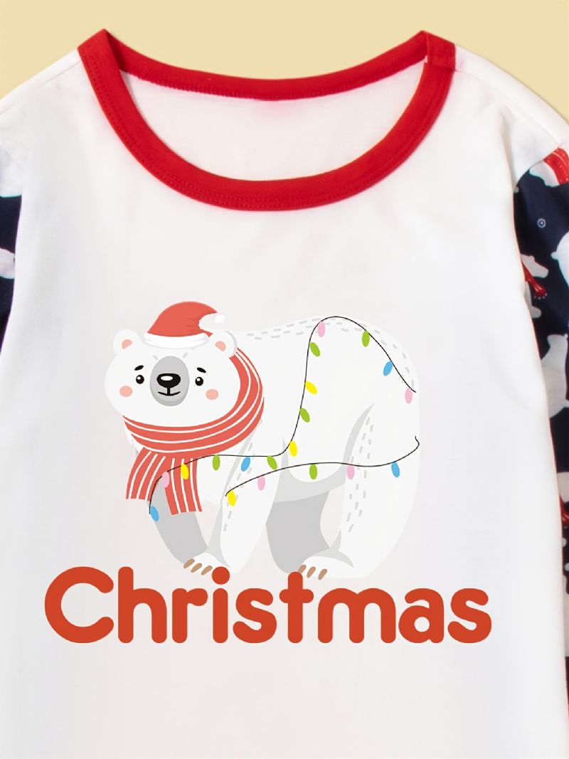 2023 Merry Christmas White Bear Pyjamas Loungewear Pojkar Set