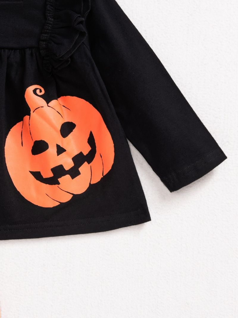 2ps Flickor Halloween Black Pumpkin Top & Ghost Pants Set