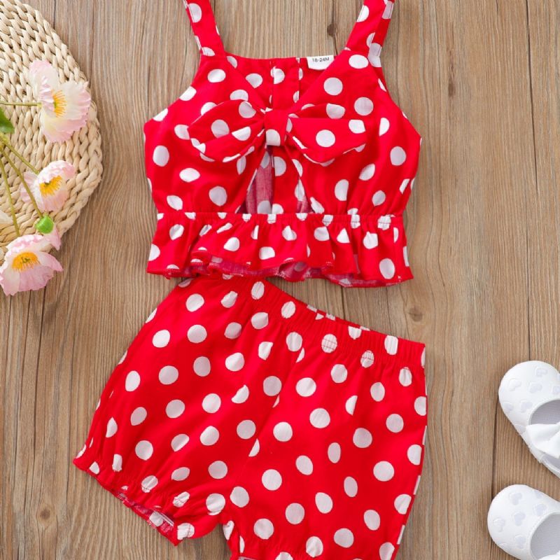 2st Barn Flickor Outfit Set Bebis Kläder Outfits Bomull Polka Dot Tops Casual Set