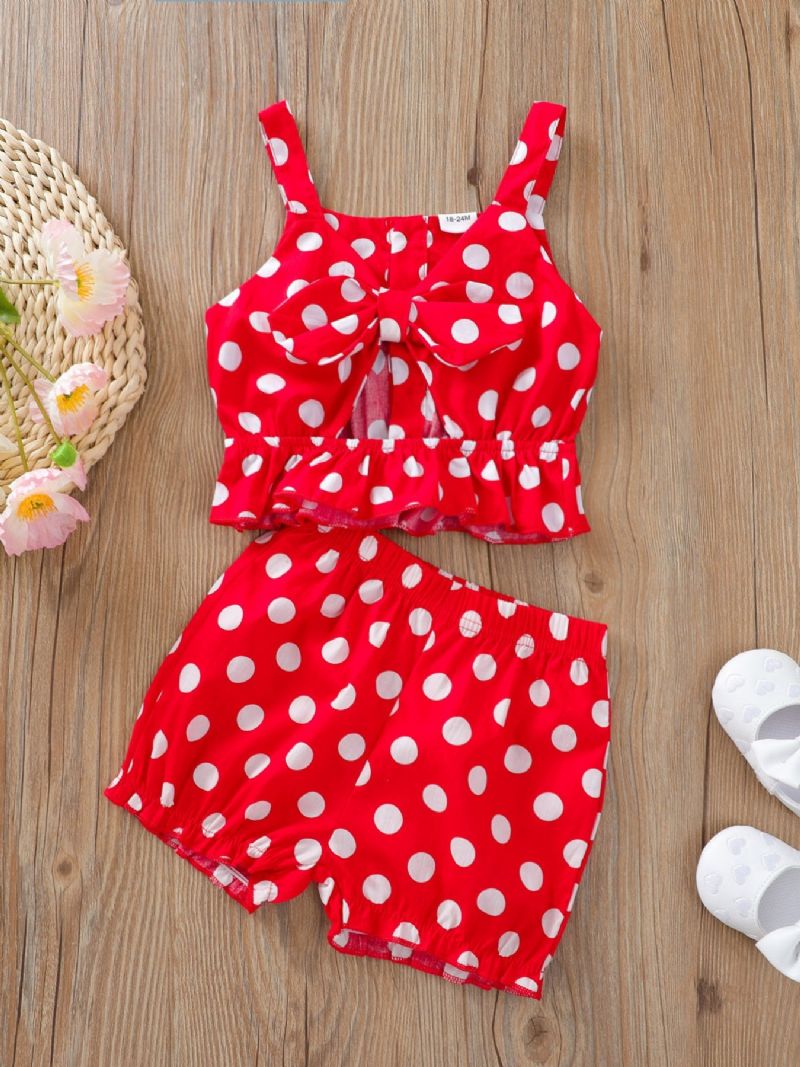 2st Barn Flickor Outfit Set Bebis Kläder Outfits Bomull Polka Dot Tops Casual Set