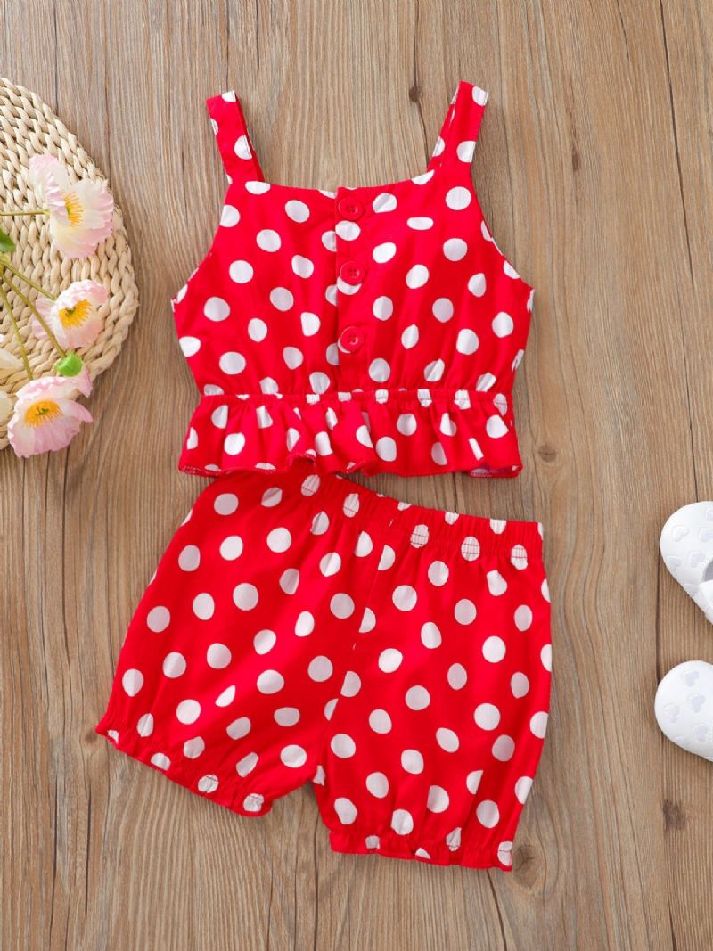 2st Barn Flickor Outfit Set Bebis Kläder Outfits Bomull Polka Dot Tops Casual Set