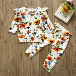 2st Bebis Flickor Casual Blomstermönster Toppar & Byxor Set