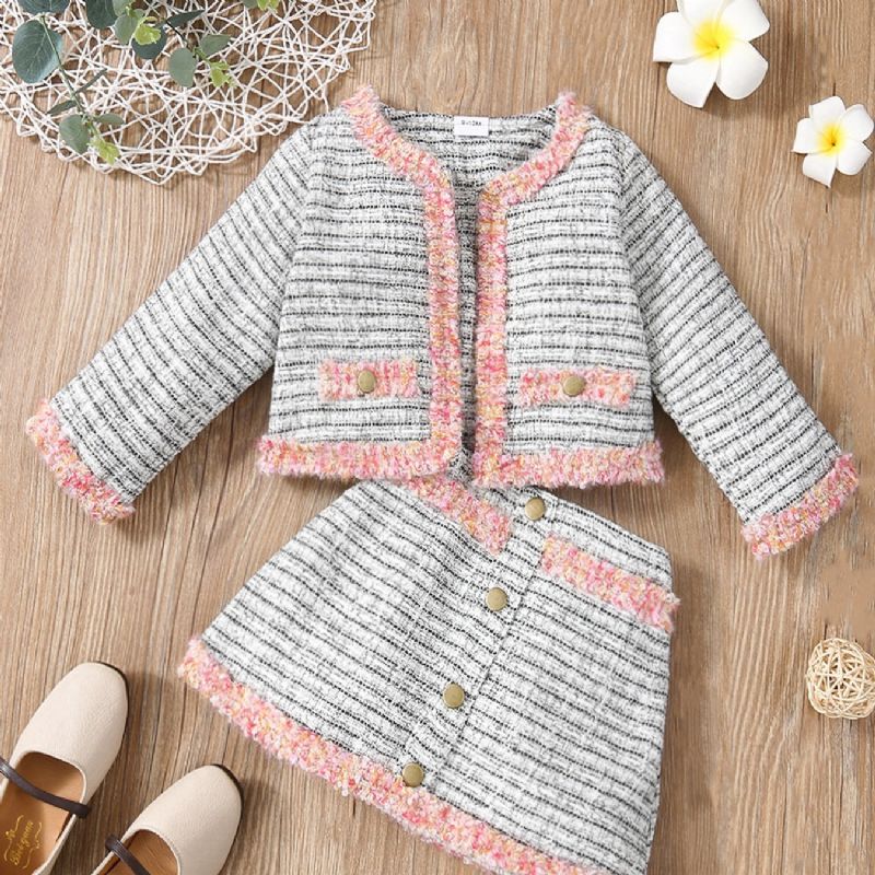 2st Bebis Flickor Matchande Faux Blazer Jacka Kjol Set