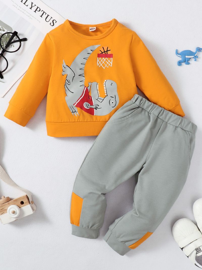 2st Bebis Pojkar Dinosaur Print Cartoon Casual Set