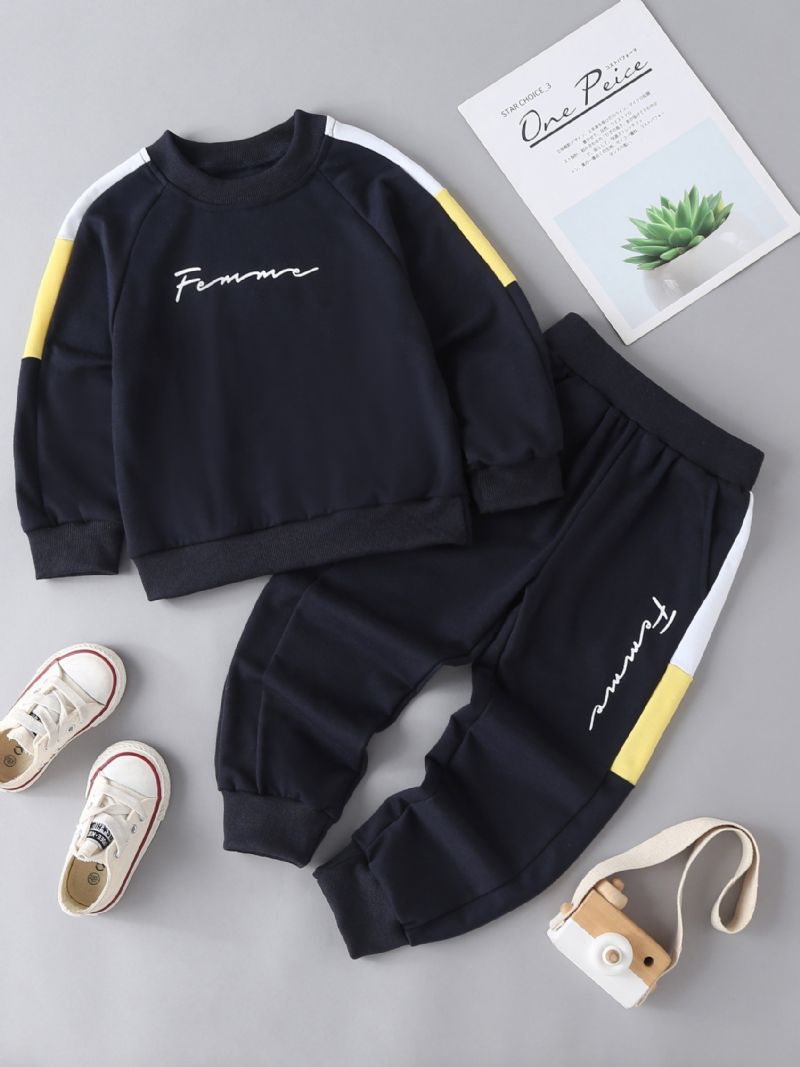 2st Bebis Pojkar Pullover Crew Neck Långärmad Sweatshirt Topp & Byxset Barnkläder