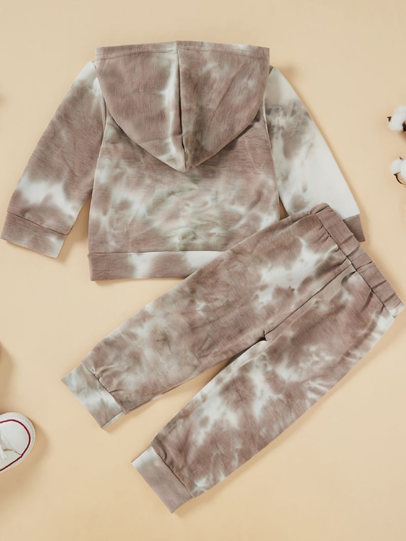 2st Bebis Pojkar Tie Dye Pocket Hoodie Långärmad Sweatshirt Topp & Byxa Set Barnkläder