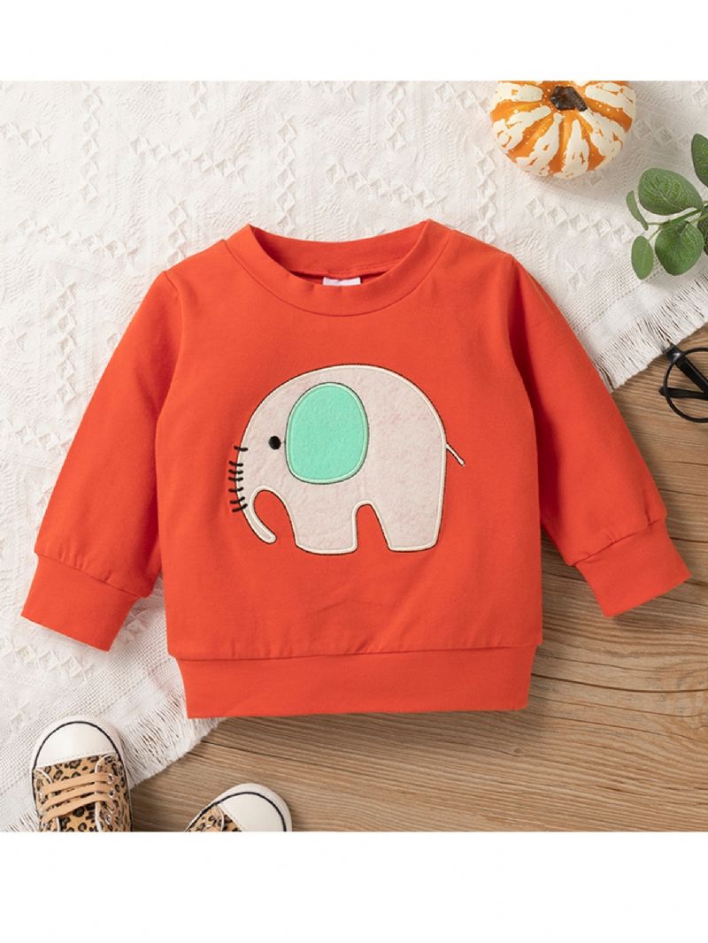 2st Cartoon Patched Elephant Print Bebis Pojkar Set