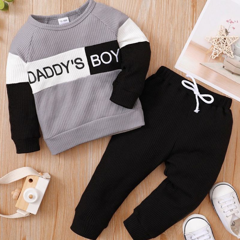 2st Daddy's Pojkar Colorblock Paneled Långärmad Sweatshirt Set