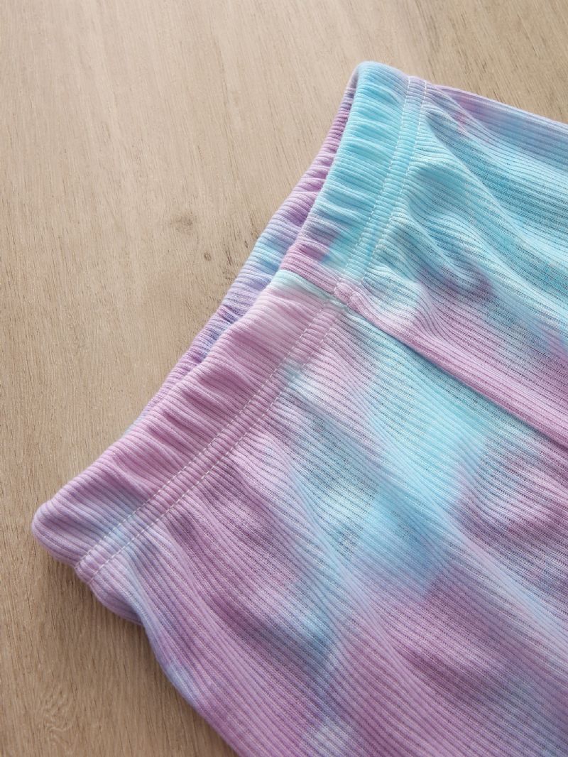 2st Flickor Casual Tie Dye Långärmad Rundhalsad Toppar & Byxor Set Barnkläder