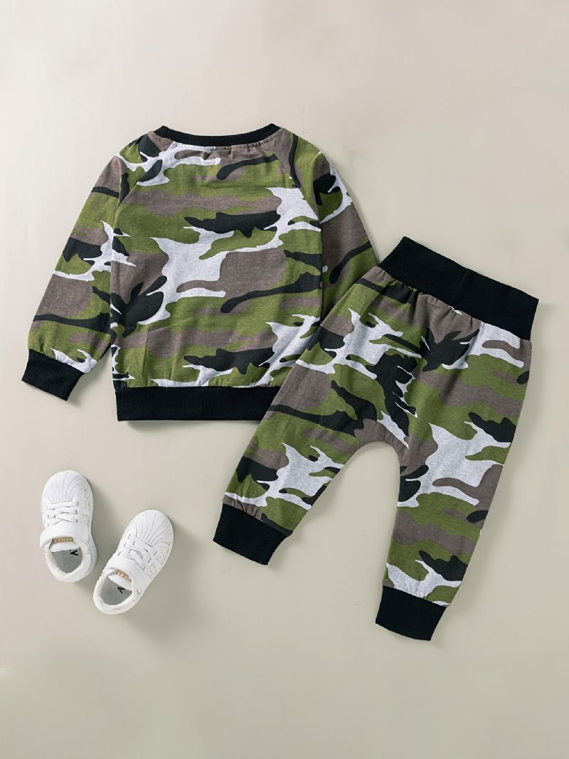 2st Pojkar Camo Print Sweatshirt Byxor Set