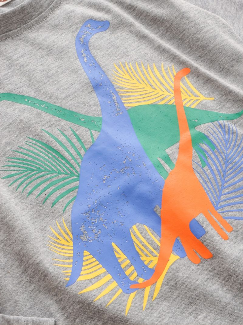 2st Pojkar Casual Dinosaur Print Långärmad Set