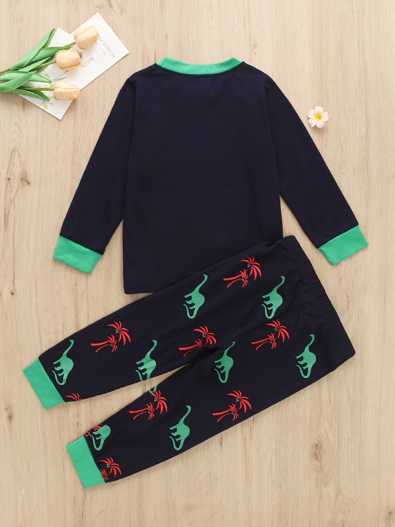 2st Pojkar Casual Dinosaur Print Långärmad Set