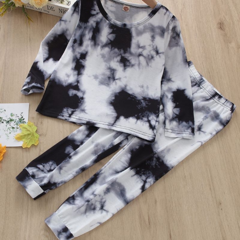 2st Pojkar Casual Tie Dye Print Långärmad Byxa Set