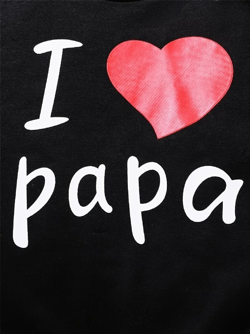 2st Pojkar Causal Active Set Med I Love Papa Print Pullover Sweatshirt & Sweatpants För Vinter