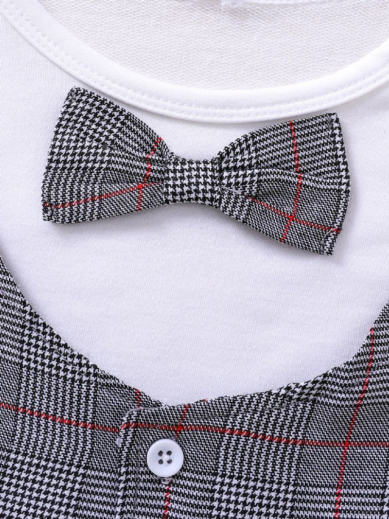 2st Pojkar Gingham Bow Sleeve Topp & Byxor Set