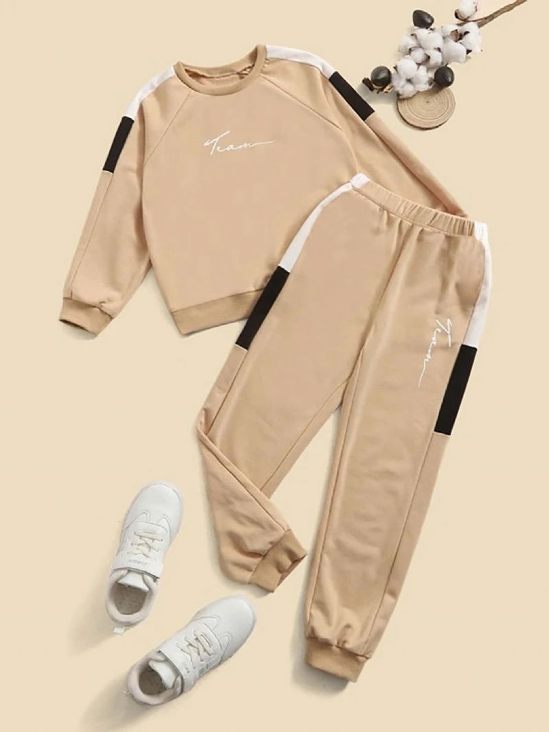 2st Pojkar Höst Långärmad Set Barn Colorblock Mode Sport Casual Set