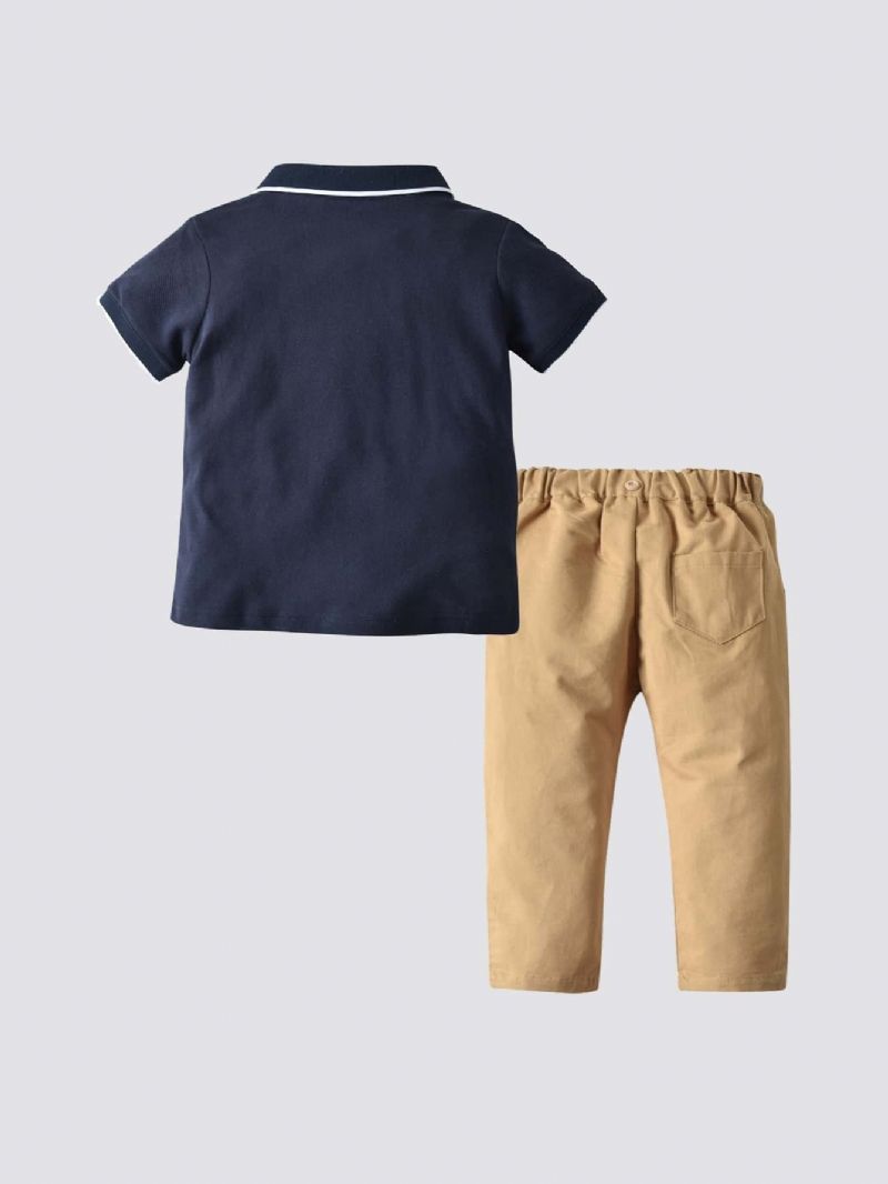 2st Pojkar Kortärmad Pikétröja Casual Pants Set