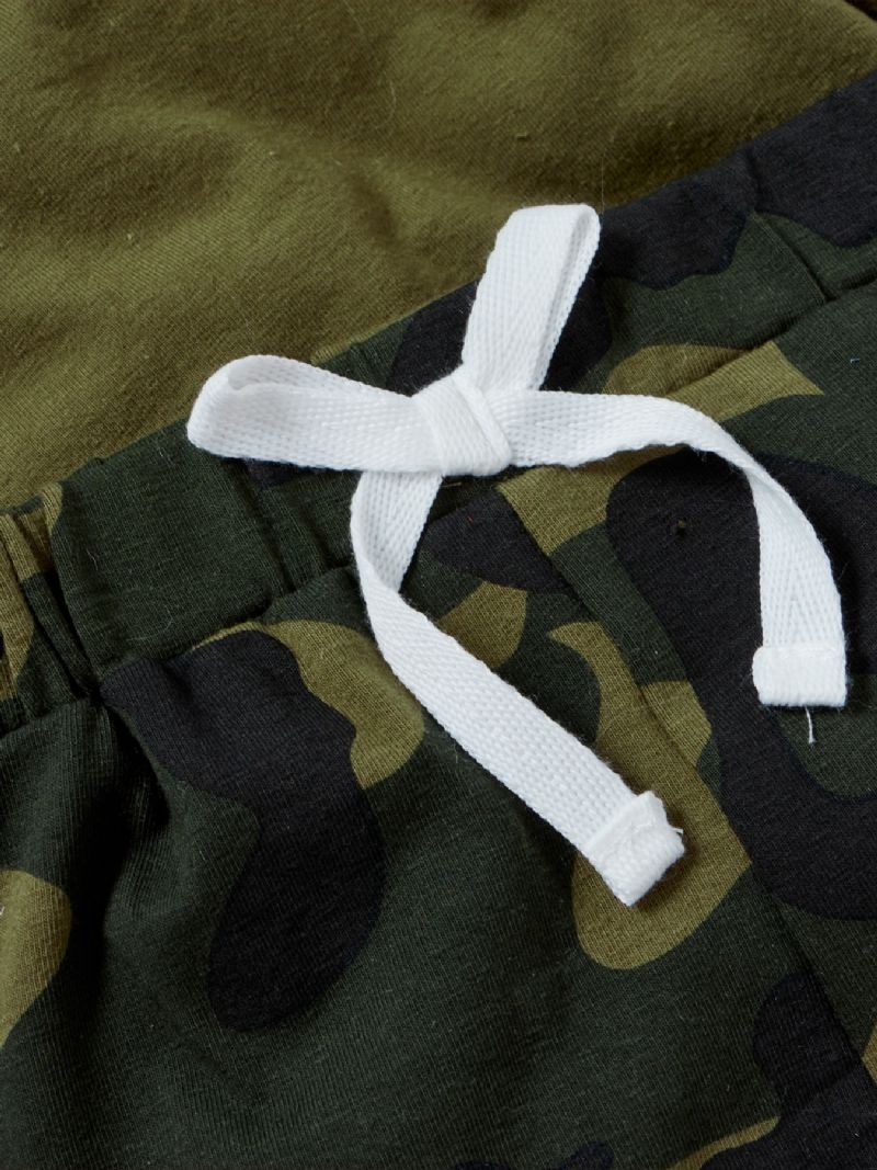 2st Pojkar Letter Print Huvtröja Camo Pants Set