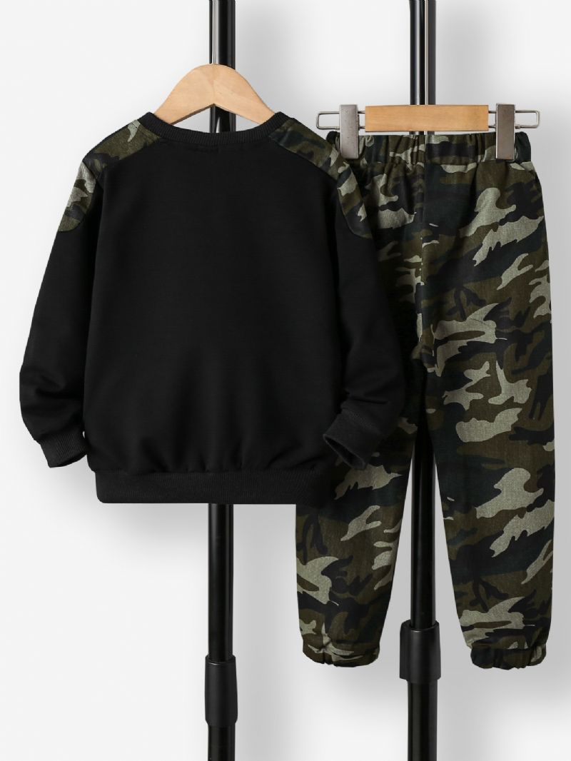 2st Pojkar Rundhalsad Långärmad Camo Sweatsuit Set