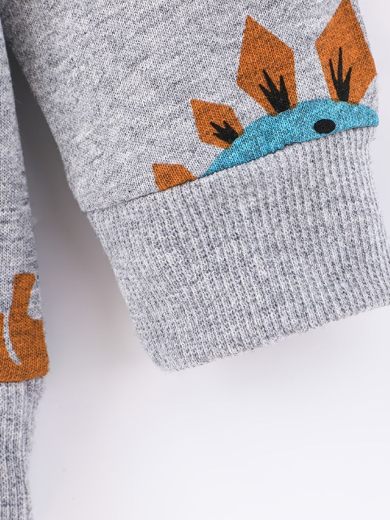 2st Pojkar Söt Dinosaurie Tecknad Långärmad Luvtröja Sweatshirt Topp Elastiska Midja Byxor Set Kläder