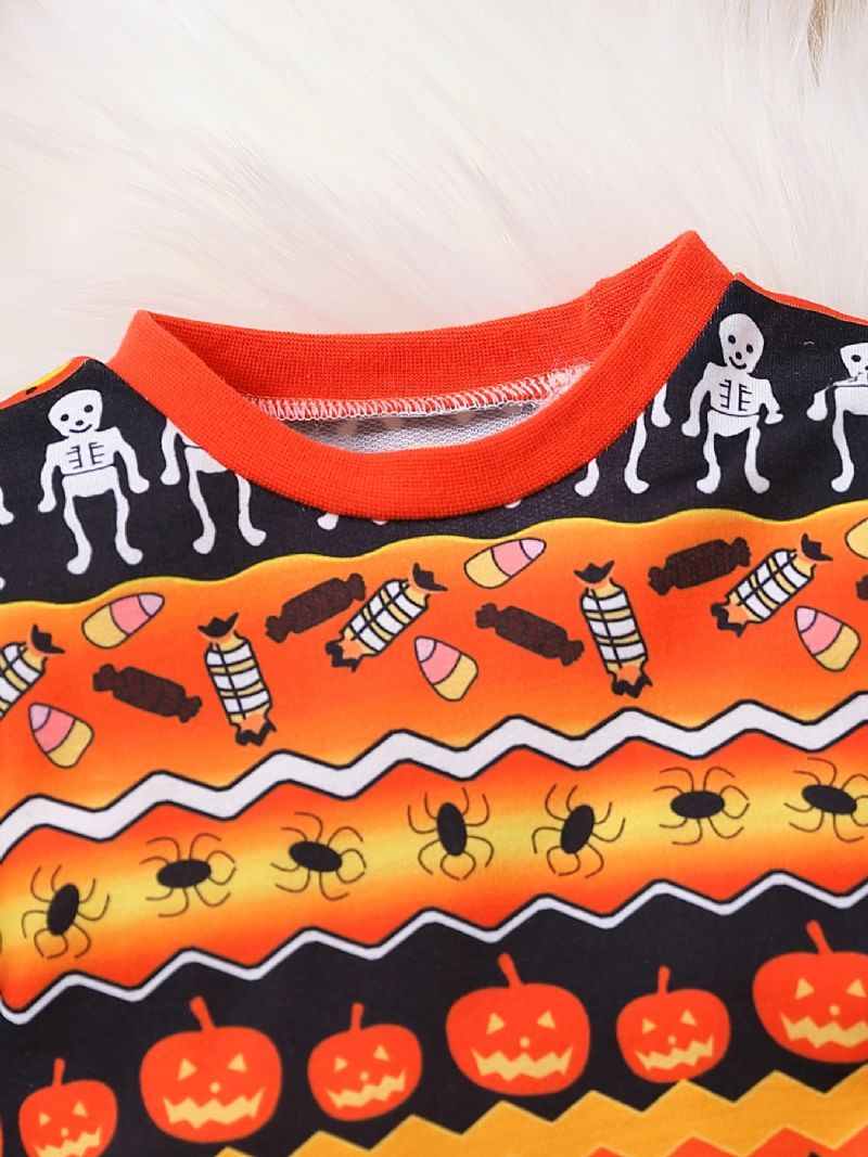 2st Pojkar Söt Halloween Print Pyjamas Set Med Pullover Sweatshirt & Byxor För Fest