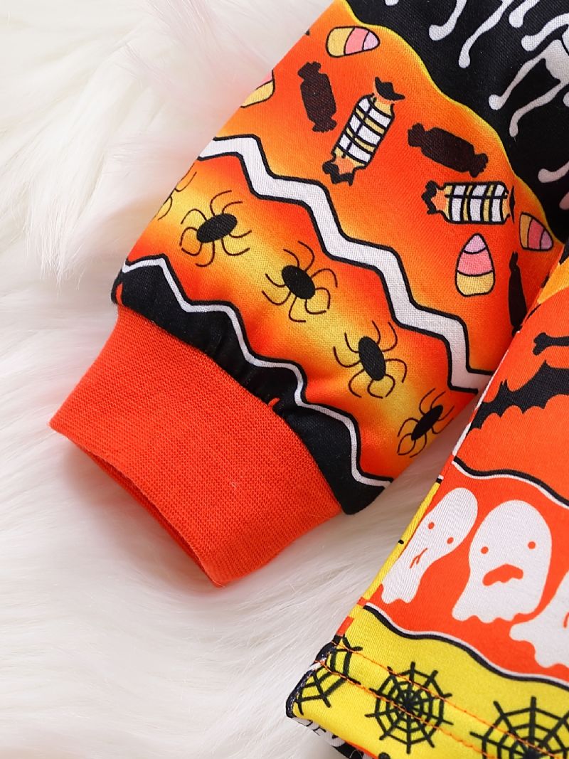 2st Pojkar Söt Halloween Print Pyjamas Set Med Pullover Sweatshirt & Byxor För Fest